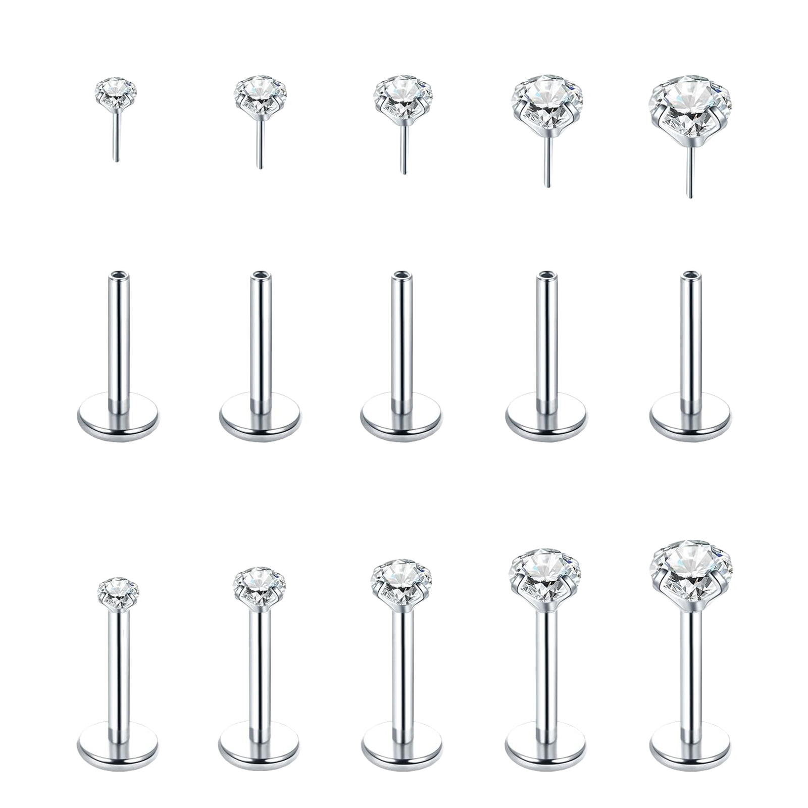5 Pcs Brincos de Aço Inoxidáve - Flat Back Labret Stud avaliação e preço
